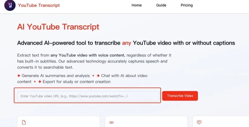 Paste URL into YouTube to Transcript Tool